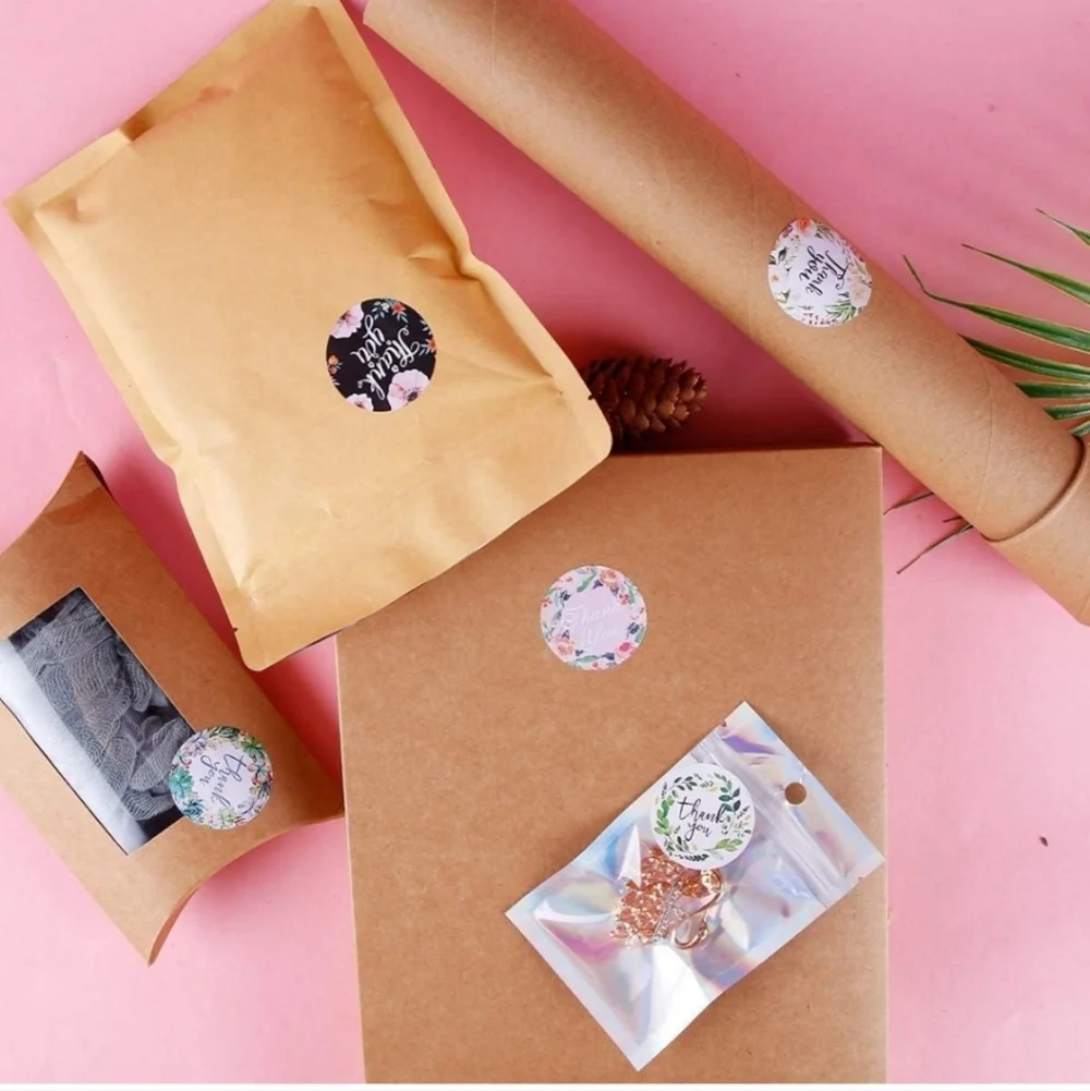 Floral Thank You Sticker Roll 500 Piece Count